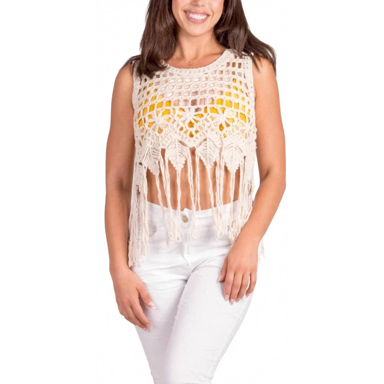 New Gigi Moda Nikki Crochet Tank In Beige